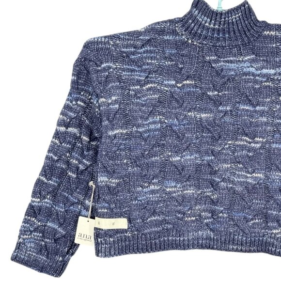 a.n.a. Women's Pullover Mock Neck Warm Cozy Blue Grey Knit Sweater Size XXL NWT - Picture 6 of 10